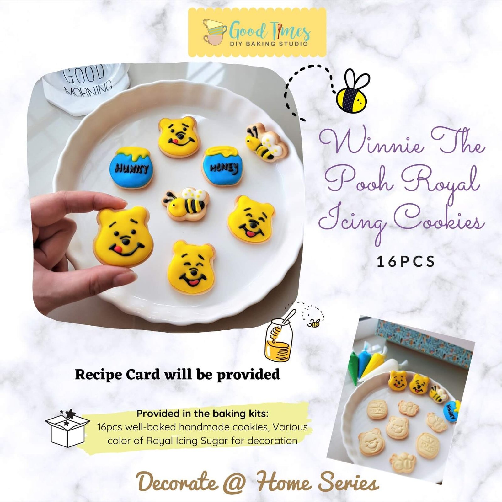 Winnie The Pooh Royal Icing Cookies (16 pcs) – Good Times DIY Bakery